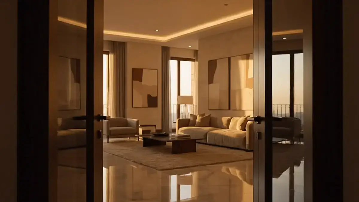 Still from a luxury real estate film: modern villa